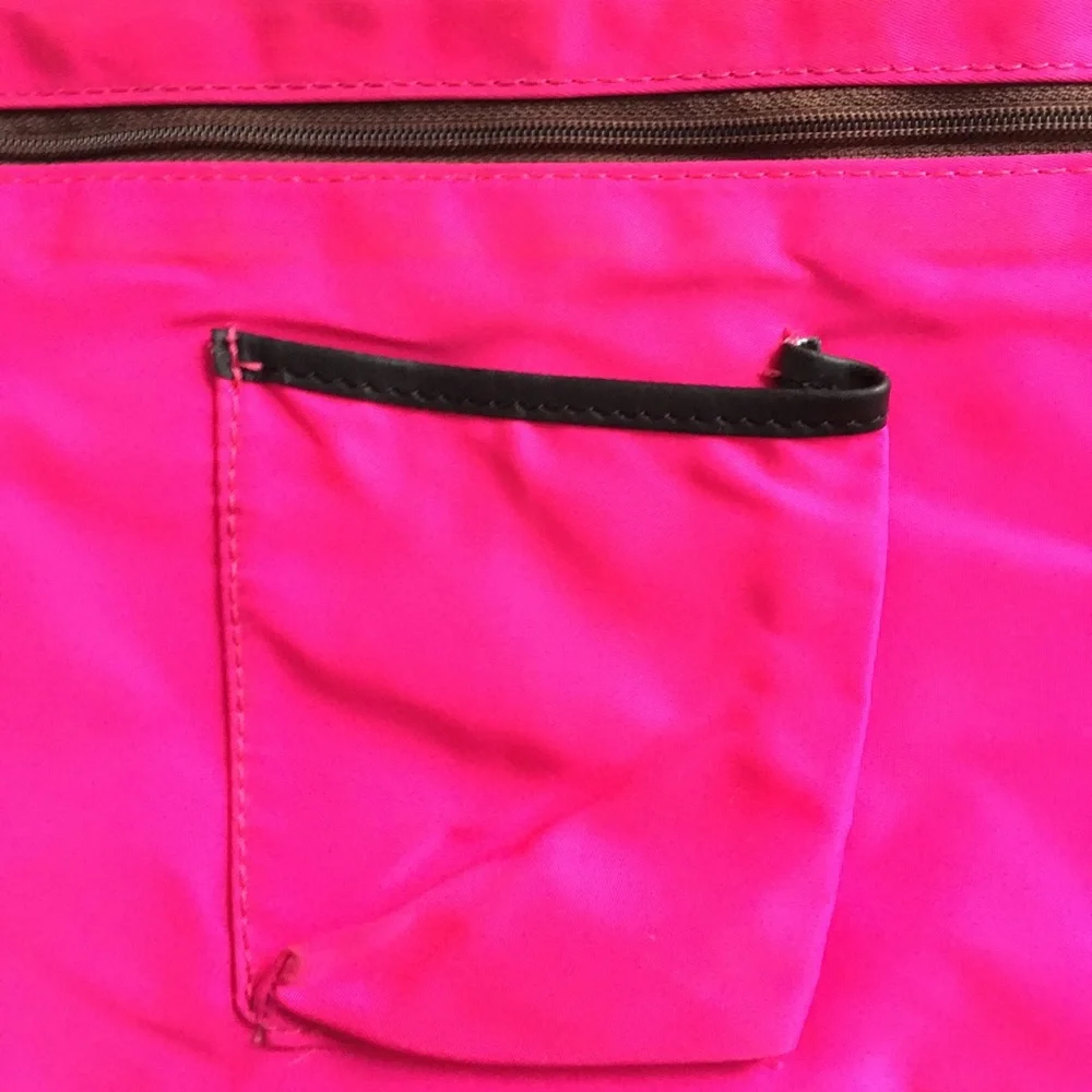 Dooney & Bourke Hobo Handbag Purse Erica Nylon Shoulder Black Pink Zip Medium